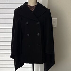 BCBGMaxazria Stylish Black Double-Breasted Cape XS